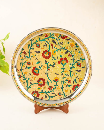 Floral Design Plate - Gold - 12 inch - WL5944-1