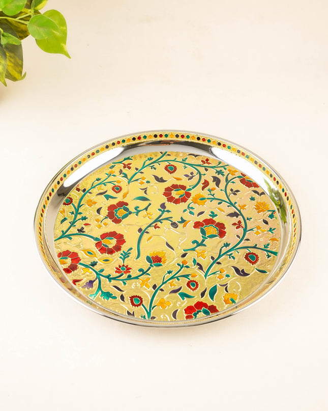 Floral Design Plate - Gold - 12 inch - WL5944-1