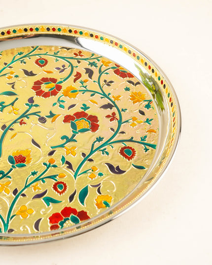Floral Design Plate - Gold - 12 inch - WL5944-1