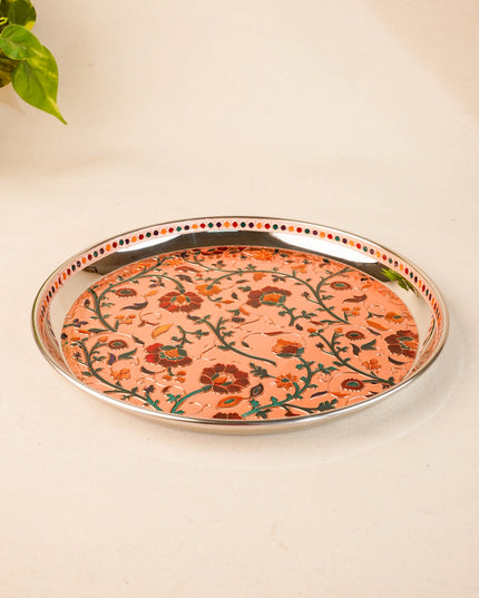 Floral Design Plate - Copper - 12 inch - WL5944-2