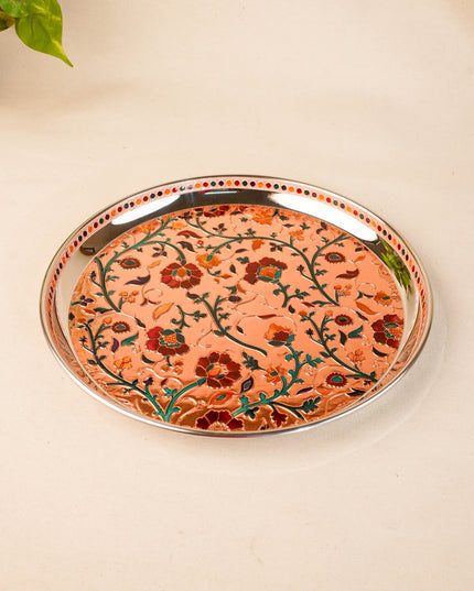 Floral Design Plate - Copper - 12 inch - WL5944-2