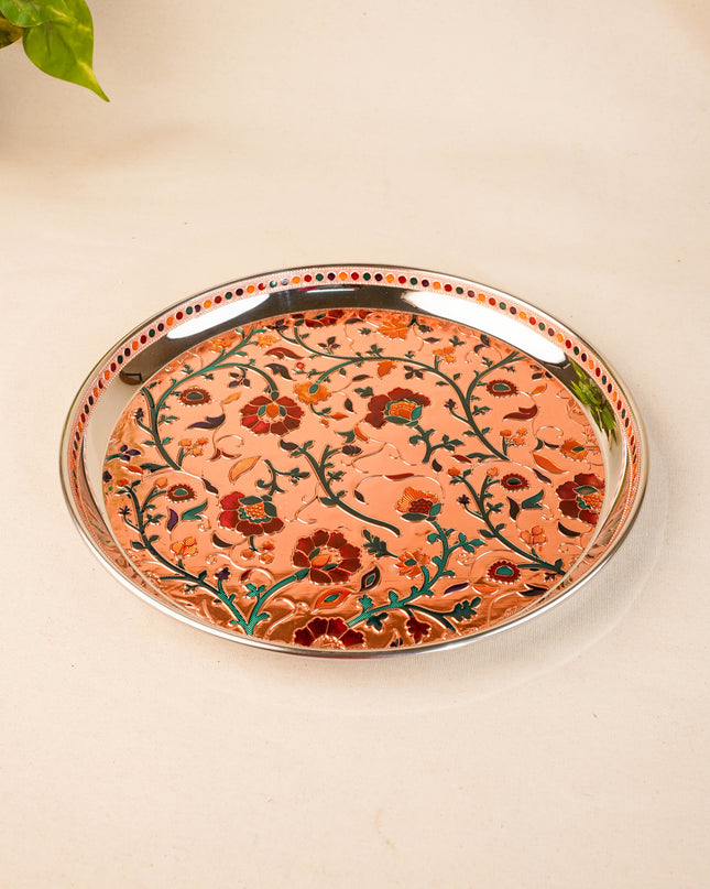 Floral Design Plate - Copper - 12 inch - WL5944-2