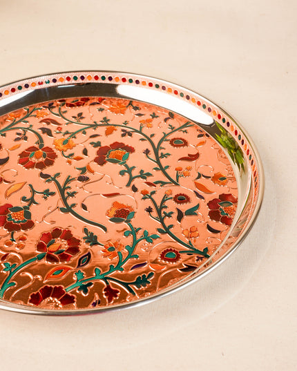 Floral Design Plate - Copper - 12 inch - WL5944-2