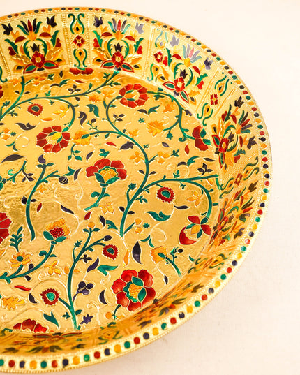 Floral Design Thambaalam Plate - 16 inch - Gold - WL5945-1