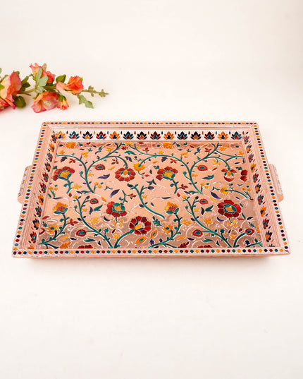 Floral Design Tray - Copper - 16x12 inch - WL5946-2