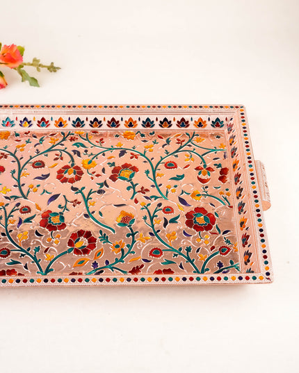 Floral Design Tray - Copper - 16x12 inch - WL5946-2