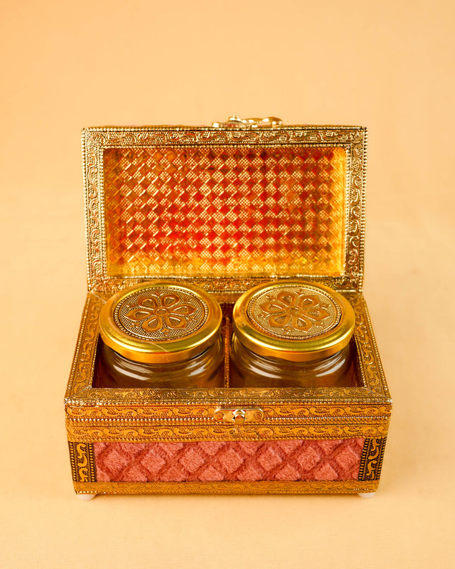 Velvet Dry Fruit Box with 2 Jar - WL5947