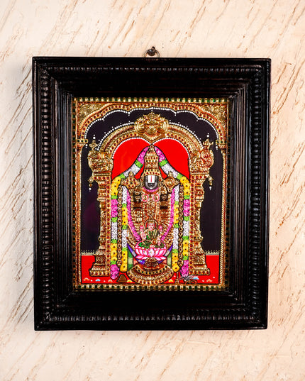 Tanjore Painting - Tirupati Balaji - Flat (Gold Foil) - 12x10 inch - WL5949