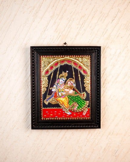 Tanjore Painting - Jhoola Radhakrishna - Flat (Gold foil) - 15x12 inch - WL5950
