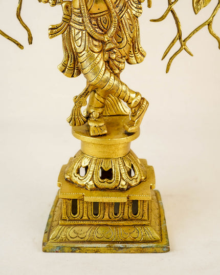 Brass Krishna Idol with Kalpavriksha Tree - 21 inch - WL5954