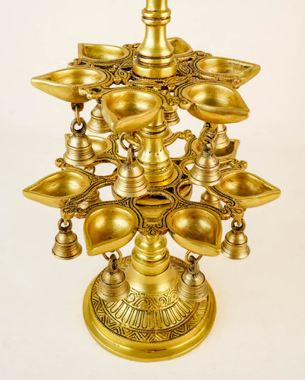 Brass Annapakshi Two Step Diya with Bells - 19 inch - WL5956-1