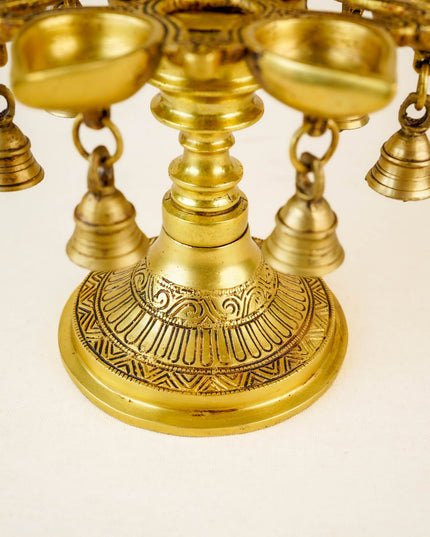 Brass Annapakshi Two Step Diya with Bells - 19 inch - WL5956-1