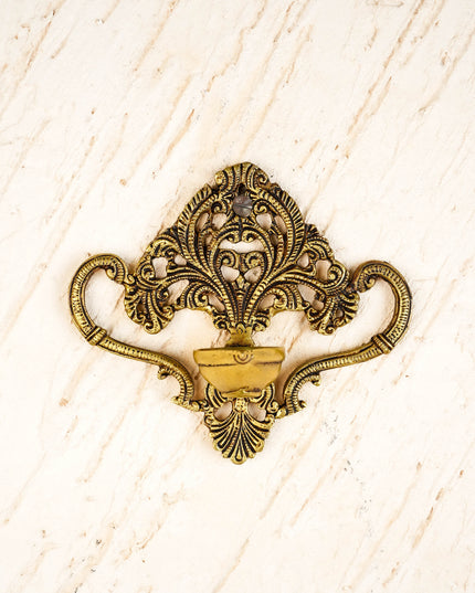 Brass Floral Wall Hanging with Diya - 6 inch - WL5957