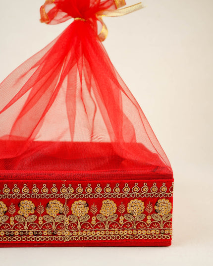 Golden Embroidered Trousseau Basket - 10 inch - WL5959-1
