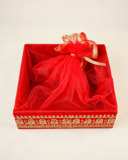 Golden Embroidered Trousseau Basket - 10 inch - WL5959-1