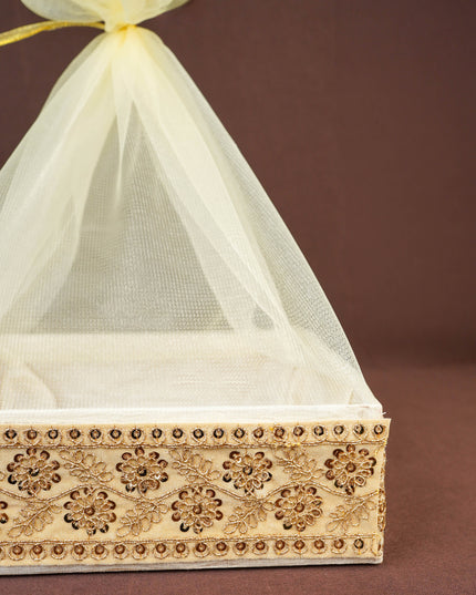 Golden Embroidered Trousseau Basket - 10 inch - WL5959-2