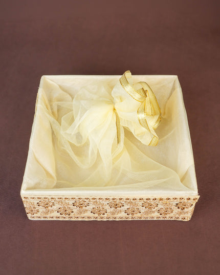 Golden Embroidered Trousseau Basket - 10 inch - WL5959-2