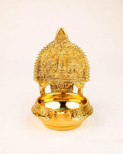 Brass Shankh Chakra Namam Diya - 5 inch - WL5970