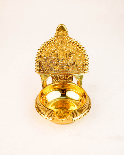 Brass Shankh Chakra Namam Diya - 5 inch - WL5970