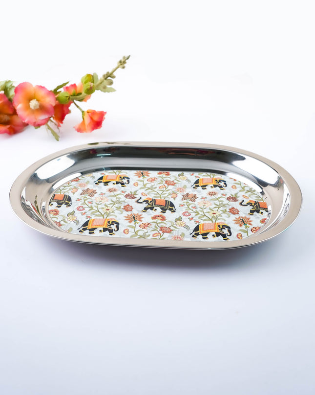 Elephant Print - Oval Plate - 12 inch - WL5979