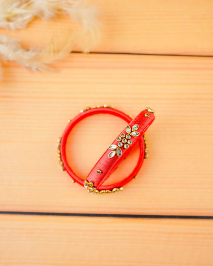 Combo - Silk Thread Bangles, Saree Pin & Earrings - 2.6 inch - WL5980-1