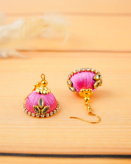 Combo - Silk Thread Bangles, Saree Pin & Earrings - 2.6 inch - WL5980-1