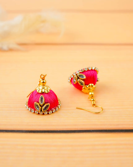 Combo - Silk Thread Bangles, Saree Pin & Earrings - 2.6 inch - WL5980-1