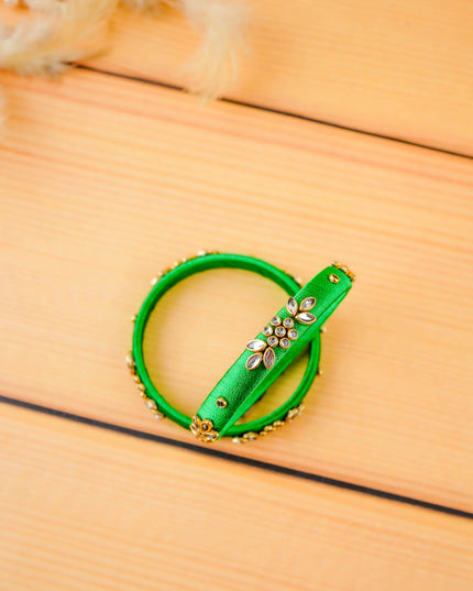 Combo - Silk Thread Bangles, Saree Pin & Earrings - 2.6 inch - WL5980-1