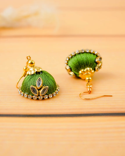 Combo - Silk Thread Bangles, Saree Pin & Earrings - 2.6 inch - WL5980-1