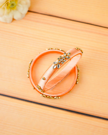 Combo - Silk Thread Bangles, Saree Pin & Earrings - 2.8 inch - WL5980-2
