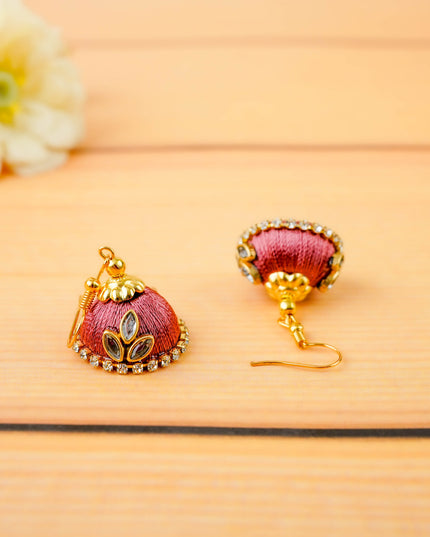 Combo - Silk Thread Bangles, Saree Pin & Earrings - 2.8 inch - WL5980-2
