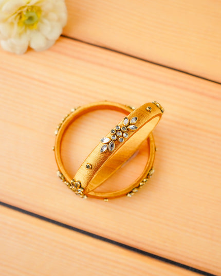 Combo - Silk Thread Bangles, Saree Pin & Earrings - 2.8 inch - WL5980-2
