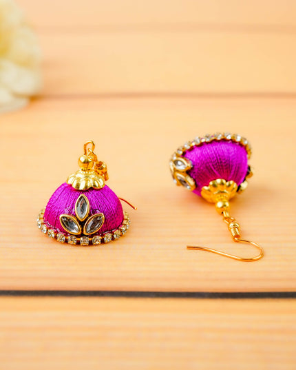 Combo - Silk Thread Bangles, Saree Pin & Earrings - 2.8 inch - WL5980-2
