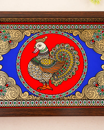 Tanjore Style Reverse Glass Painting Tray - Annapakshi - 14x8 inch - WL5991-1