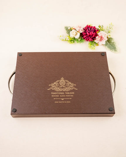 Tanjore Style Reverse Glass Painting Tray - Annapakshi - 14x8 inch - WL5991-1