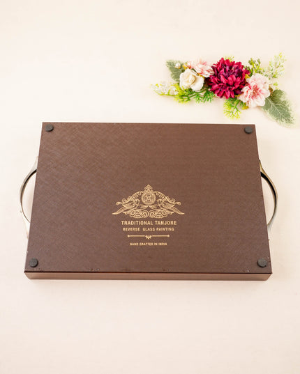 Tanjore Style Reverse Glass Painting Tray - Annapakshi - 14x8 inch - WL5991-3