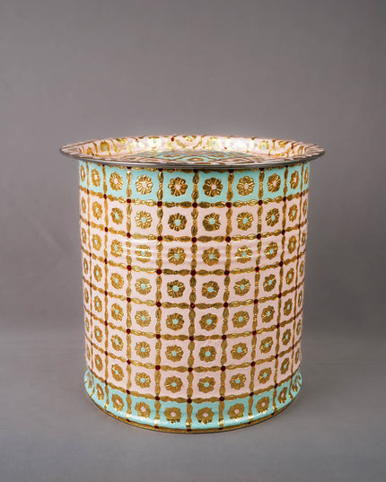 Meenakari Drum with Lid - 10 inch - WL5993