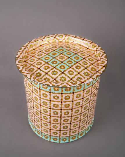 Meenakari Drum with Lid - 10 inch - WL5993