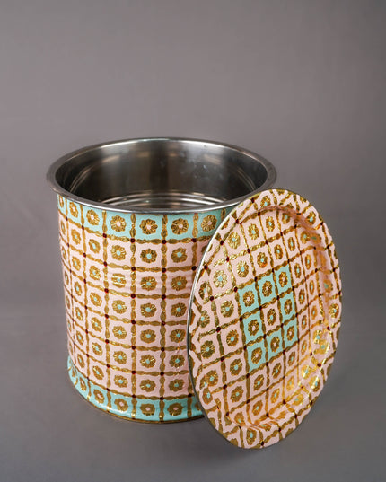Meenakari Drum with Lid - 10 inch - WL5993