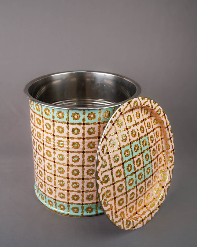 Meenakari Drum with Lid - 10 inch - WL5993