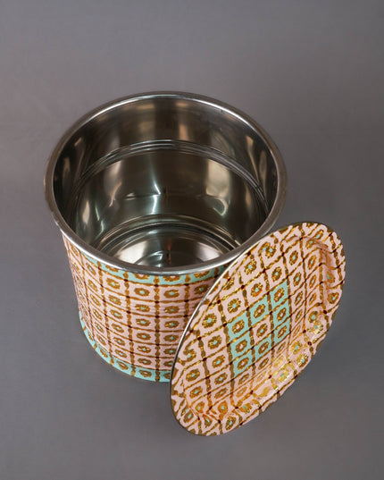 Meenakari Drum with Lid - 10 inch - WL5993