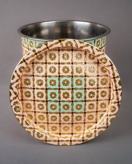 Meenakari Drum with Lid - 10 inch - WL5993