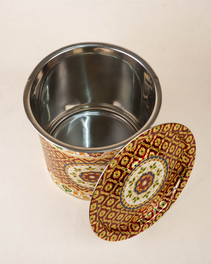 Meenakari Drum with Lid - 12 inch - WL5994