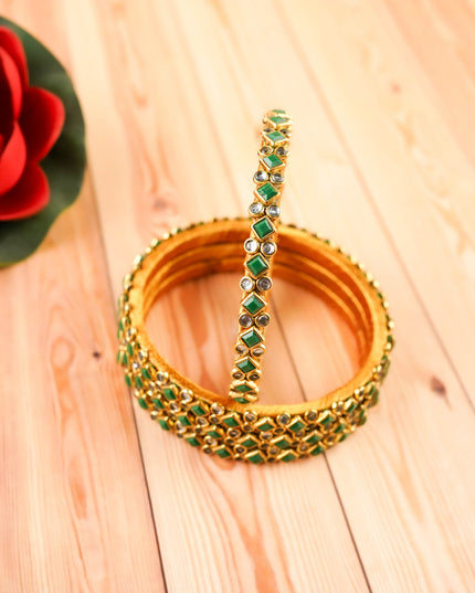 Kundan Bangles - Set of 4 - 2.6 inch - WL5996-1