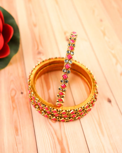 Kundan Bangles - Set of 4 - 2.6 inch - WL5996-1