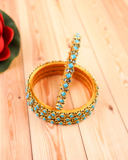 Kundan Bangles - Set of 4 - 2.6 inch - WL5996-1
