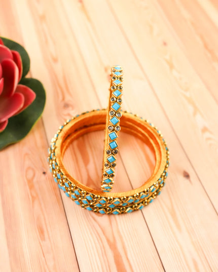 Kundan Bangles - Set of 4 - 2.8 inch - WL5996-2