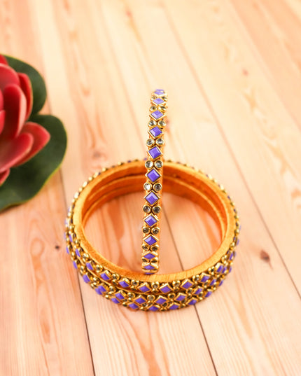 Kundan Bangles - Set of 4 - 2.8 inch - WL5996-2