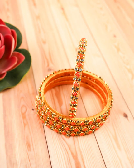 Kundan Bangles - Set of 4 - 2.8 inch - WL5996-2