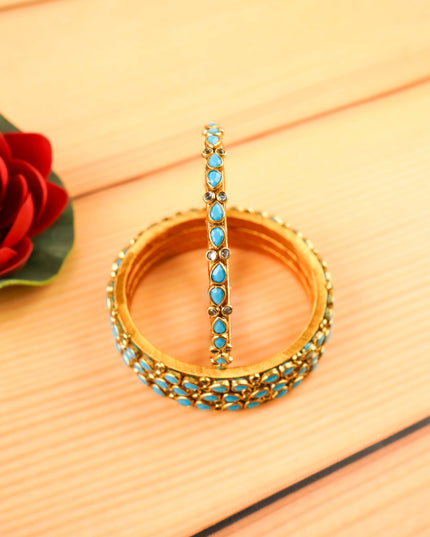 Kundan Bangles - Set of 4 - 2.6 inch - WL5997-1